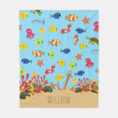 Unter dem Namen "Seefische und Anchor-Kid" Fleecedecke (Vorderseite)