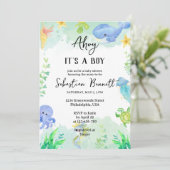 Unter dem Nautical Sea Blue Ahoy ist es ein Junge Einladung (Stehend Vorderseite)