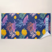 Unter dem Ozean farbenfrohe Wasserfarben Fisch und Strandtuch (Vorderseite)