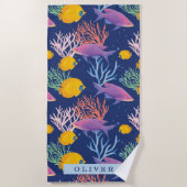 Unter dem Ozean farbenfrohe Wasserfarben Fisch und Strandtuch (Vorderseite)