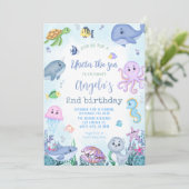 Unter dem Party des Kindergeburtstags Einladung (Stehend Vorderseite)