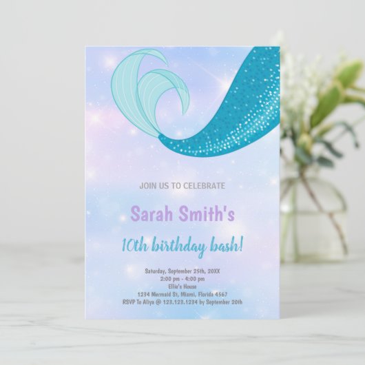 Unter dem Party des Meeres für Mädchen von Tween Einladung (Stehend Vorderseite)
