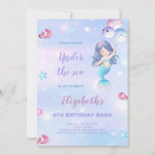 Unter dem Party für Mädchen mit Schwanz Einladung (Vorderseite)