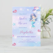 Unter dem Party für Mädchen mit Schwanz Einladung (Stehend Vorderseite)