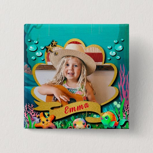 Unter dem Party "Sea & Mermaid Birthday Girl" Button (Vorderseite)