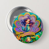 Unter dem Party "Sea & Mermaid Birthday Girl" Button (Vorne & Hinten)