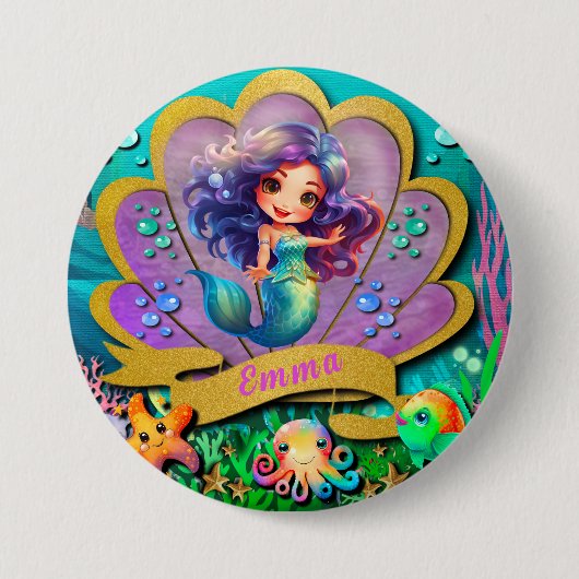 Unter dem Party "Sea & Mermaid Birthday Girl" Button (Vorderseite)