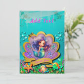 Unter dem Party "Sea & Mermaid Birthday Girl" Dankeskarte (Stehend Vorderseite)