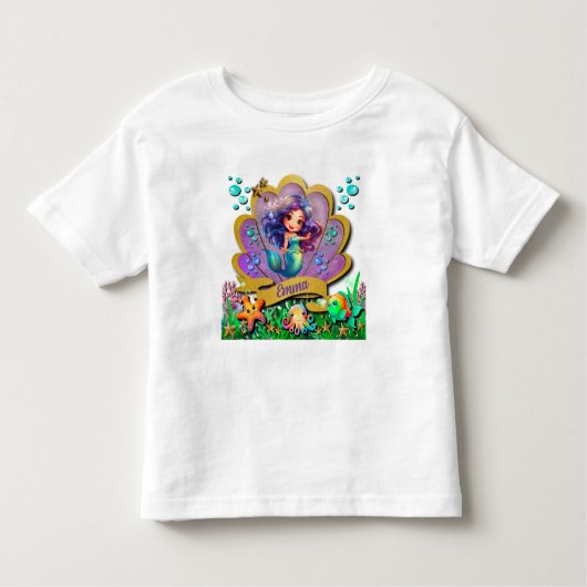 Unter dem Party "Sea & Mermaid Birthday Girl" Kleinkind T-shirt (Vorderseite)
