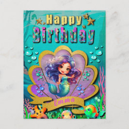 Unter dem Party "Sea & Mermaid Birthday Girl" Postkarte