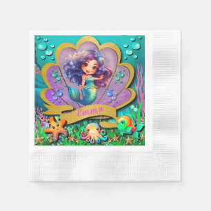 Unter dem Party "Sea & Mermaid Birthday Girl" Serviette