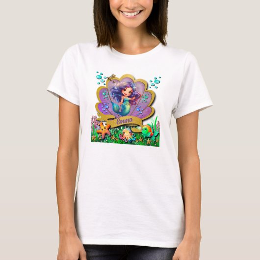 Unter dem Party "Sea & Mermaid Birthday Girl" T-Shirt (Vorderseite)