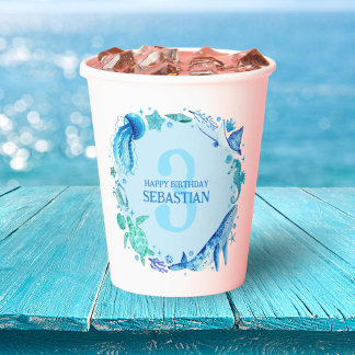 Unter dem Party Wasserfarbe 3. Geburtstag Pappbecher