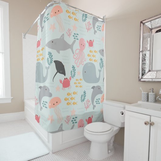 Unter dem Pattern-Duschvorhang "Sea Friends" Duschvorhang (Beispiel)