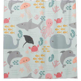 Unter dem Pattern-Duschvorhang "Sea Friends" Duschvorhang