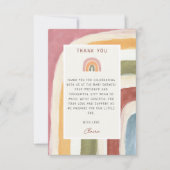 Unter dem Rainbow Baby Shower Boho Vielen Dank Dankeskarte (Vorderseite)