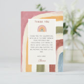 Unter dem Rainbow Baby Shower Boho Vielen Dank Dankeskarte (Stehend Vorderseite)