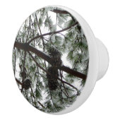 Unter dem schneebedeckten Kiefernwald WinterFoto Keramikknauf (Rechts)