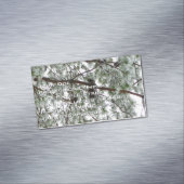 Unter dem schneebedeckten Kiefernwald WinterFoto Magnetische Visitenkarte (Beispiel)