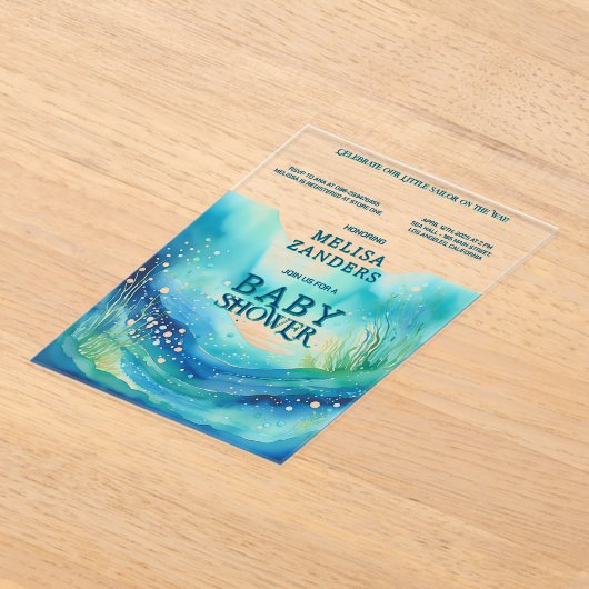 Unter dem Sea Baby Boy Niedliche Aquarellblasen Acryleinladungen (Ablage )