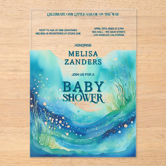Unter dem Sea Baby Boy Niedliche Aquarellblasen Acryleinladungen (Vorderseite)