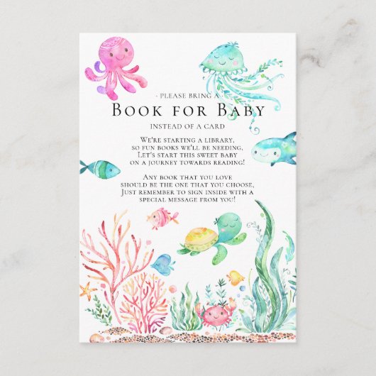 Unter dem Sea Baby Shower Book for Baby Card Begleitkarte (Vorderseite)