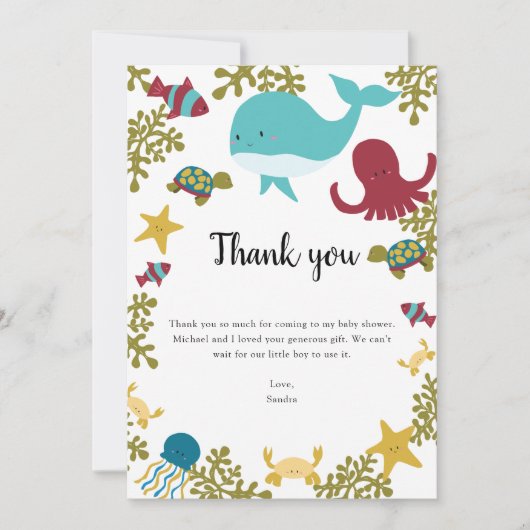 Unter dem Sea Baby Shower Danke Kawaii (Vorderseite)