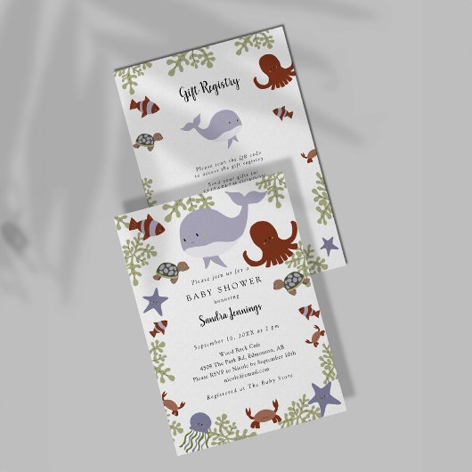 Unter dem "Sea Baby Shower Gift Registry QR Code" Einladung