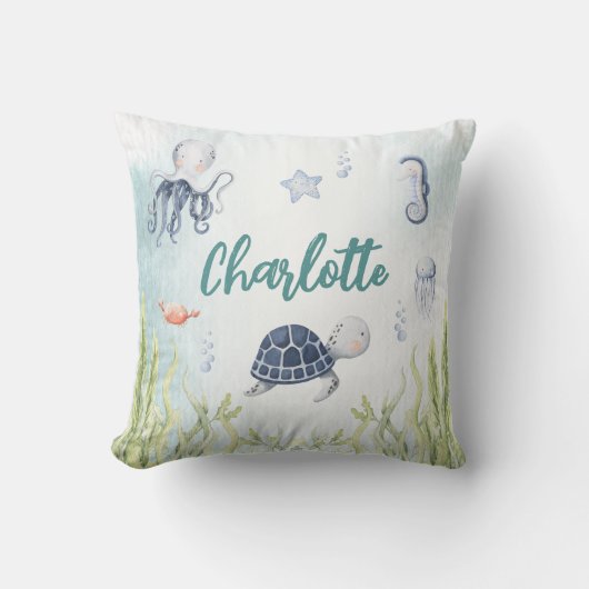 Unter dem Sea Baby Shower Kinderzimmer Kissen (Vorderseite)