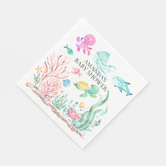 Unter dem Sea Baby Shower Paper Napkins Serviette (Ecke)