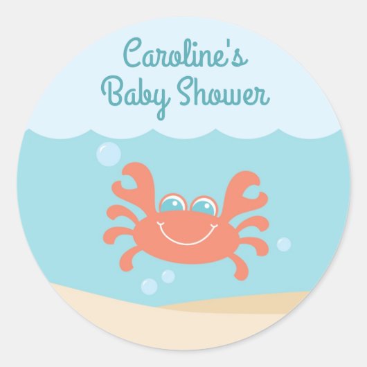 Unter dem Sea Baby Shower Round Aufkleber (Vorderseite)