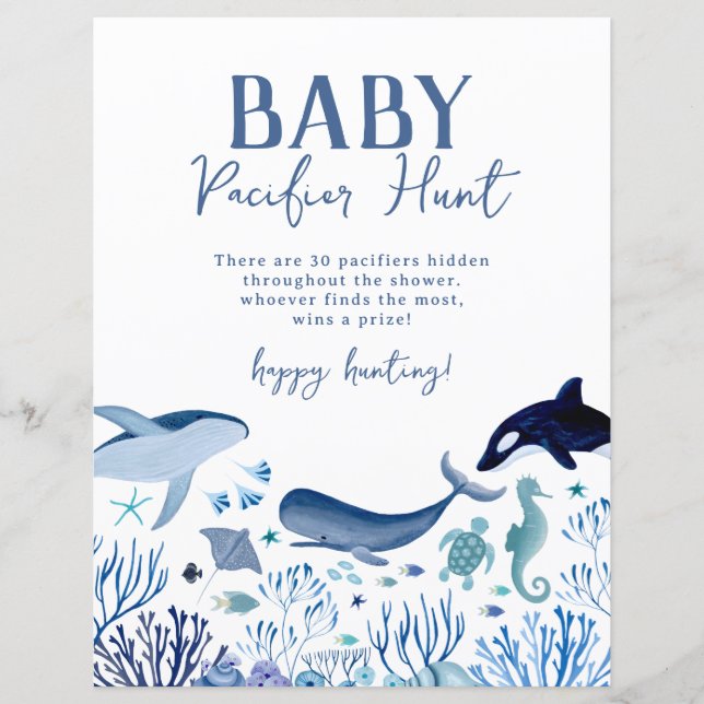 Unter dem Sea Baby Shower Schnuller Hunt Game (Vorderseite)