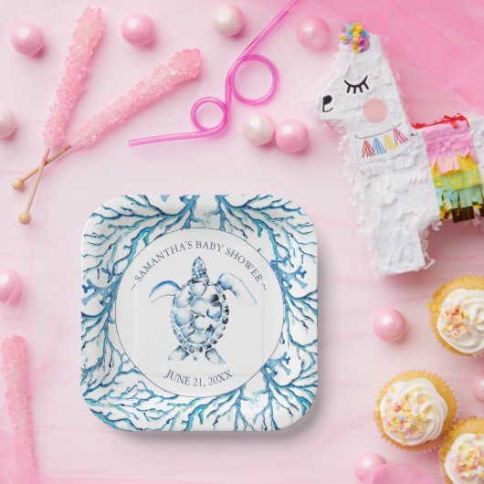 Unter dem Sea Baby Shower Square Pappteller (Party)