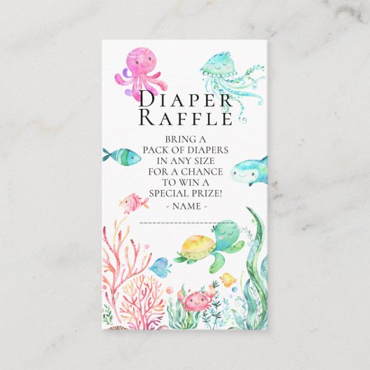 Unter dem Sea Baby Shower Windschutzscheibe Raffle Begleitkarte (Vorderseite)