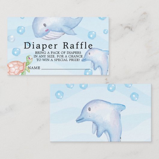 Unter dem Sea Baby Shower Windschutzscheibe Raffle Begleitkarte (Vorne/Hinten)