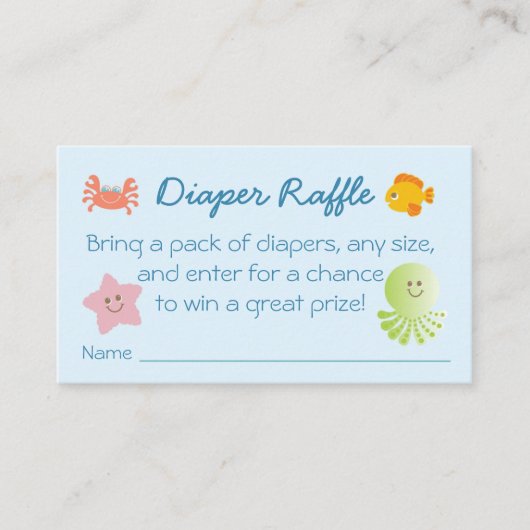Unter dem Sea Baby Shower Windschutzscheibe Raffle Begleitkarte (Vorderseite)
