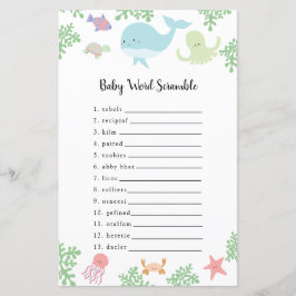 Unter dem Sea Baby Shower Word Scramble Game