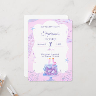 Unter dem Sea Birthday Girl's 7. Ocean Theme Einladung