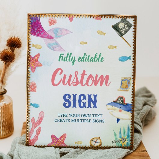 Unter dem "Sea Birthday Party Table Sign" Poster