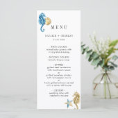 Unter dem "Sea Blue Gold Wedding Menu" Menükarte (Stehend Vorderseite)
