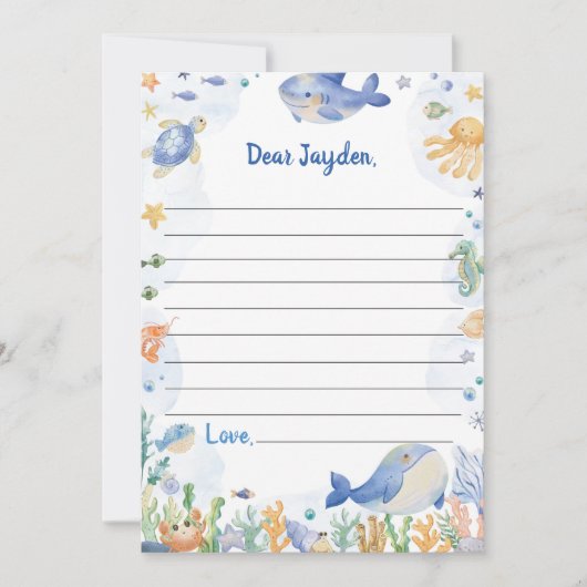 Unter dem Sea Boy Party Time Capsule Message Card Dankeskarte (Vorderseite)