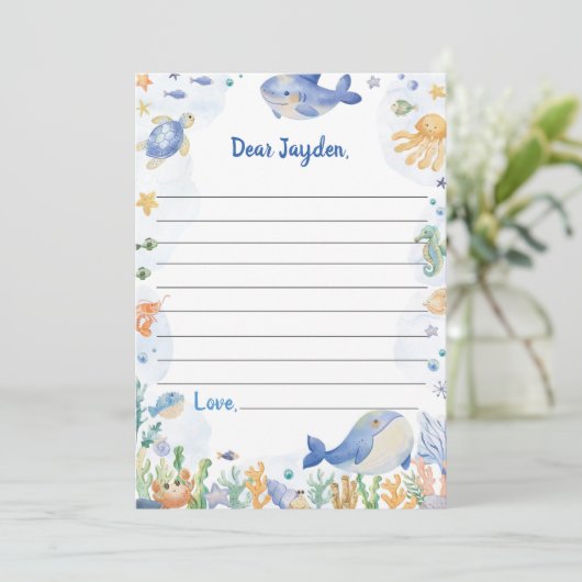 Unter dem Sea Boy Party Time Capsule Message Card Dankeskarte (Stehend Vorderseite)