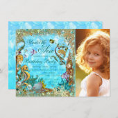 Unter dem Sea Foto Birthday Party Einladung (Vorne/Hinten)