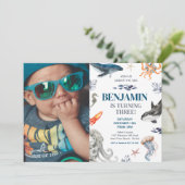 Unter dem Sea Foto Sea Birthday Party Einladung (Stehend Vorderseite)