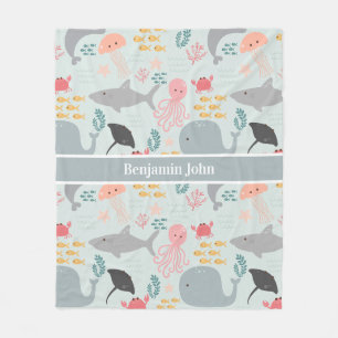 Unter dem "Sea Friends Pattern Fleece Blanket"