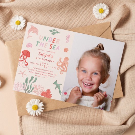 Unter dem Sea Girl Birthday Party Foto Einladung