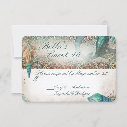 Unter dem Sea Mermaid Party Response Card RSVP Karte (Vorderseite)