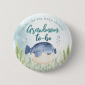 Unter dem Sea Ocean Baby Shower Großmutter Button (Vorderseite)