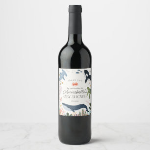 Unter dem "Sea Ocean Baby Shower Wine Label" Weinetikett
