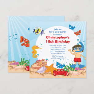 Unter dem Sea Pool Party Geburtstag Einladung Jung
